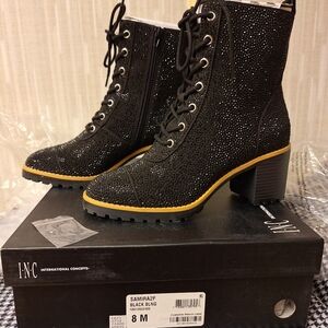 INC International Concepts Samira2 Black Bling Boot - Size 8